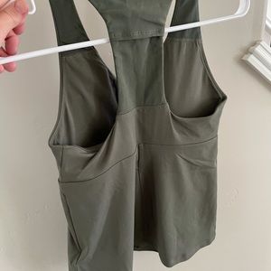 Fabletics olive cell phone tank sports bra